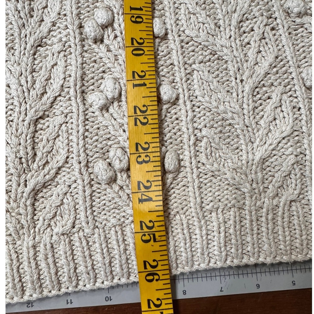 Ann Taylor VTGE Sweater Size SM Cream Silk Cotton Cable Popcorn Knit Crew Neck - Picture 10 of 11